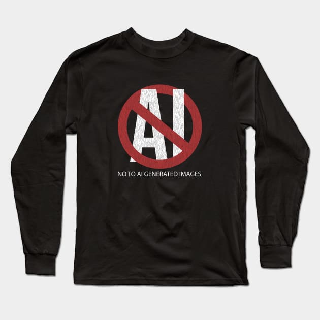 no to ai generated images logo Long Sleeve T-Shirt by Punk Fashion